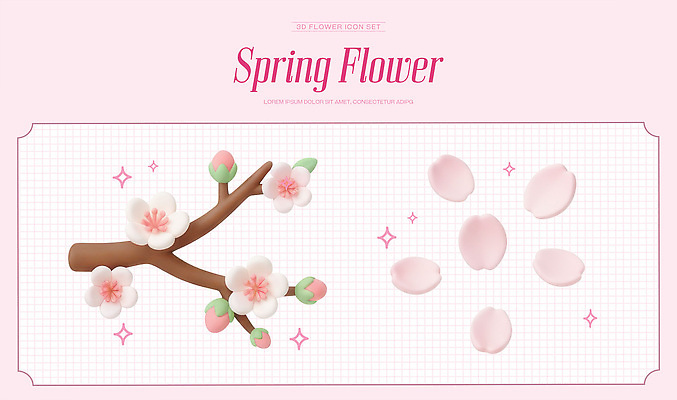PSD 편집이미지 디자인 꽃잎 꽃 분홍색 컬러 백그라운드 봄꽃 자연 그래픽 세트 봄 벚꽃 뷰티풀 벡터 편집3D 식물 계절 3D 생태계 파일형식
