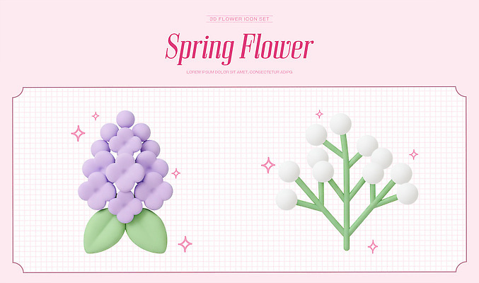모양 PSD 식물 편집이미지 디자인 꽃 컬러 잎 봄꽃 그래픽 세트 디지털 보라색 봄 흰색 그림 편집3D 계절 3D 파일형식