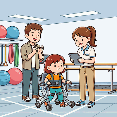 어린이 일러스트 관계 협력 건강 대화 성인 치료 운동 환경 공간 도구 휠체어 장애 물리치료 재활 지원 치료사 회복 국내일러스트 AI파일 직업 컨셉 의학 말하기 사람 파일형식 벡터