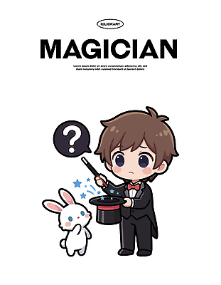 캐릭터 어린이 일러스트 이야기 놀람 공연 마술 마법사 마술사 게임 토끼 즐거움 마술봉 마술도구 공연예술 상상력 창의성 환상 국내일러스트 AI파일 감정 컨셉 포유류 놀이 표정 사람 이벤트 반려동물 도구 파일형식 벡터