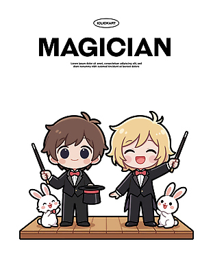 동물 커플 여자 남자 어린이 일러스트 지팡이 웃음 축제 공연 무대 마법사 마술사 토끼 군중 즐거움 쇼 마법 아기자기 국내일러스트 AI파일 감정 컨셉 포유류 관계 표정 사람 이벤트 반려동물 마술 파일형식 벡터