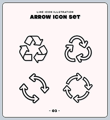 아이콘 디자인 화살표 선 그래픽 환경 재활용 심볼 단순화된 벡터 2D아이콘 AI파일 친환경 파일형식