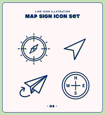 아이콘 기호 디자인 지도 그래픽 나침반 방향 종이비행기 위치 북쪽 동쪽 남쪽 서쪽 2D아이콘 AI파일 문자 종이접기 파일형식 벡터