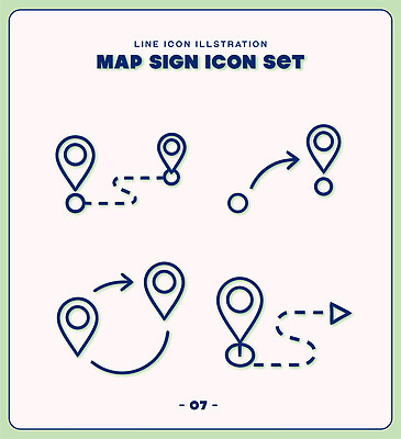 아이콘 기호 디자인 화살표 선 이동 지도 표시 세트 점 연결 방향 위치 경로 2D아이콘 AI파일 문자 컨셉 파일형식 벡터