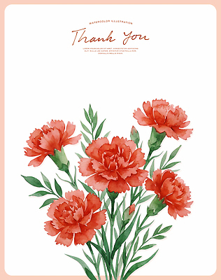 식물 꽃 감정 컬러 컨셉 파일형식 카네이션 감사 그림 화초 수채화 빨간색 잎 장식 선물 메시지 백그라운드 화사함 초록색 소통 표현 사랑 일러스트 국내일러스트 PSD 카드