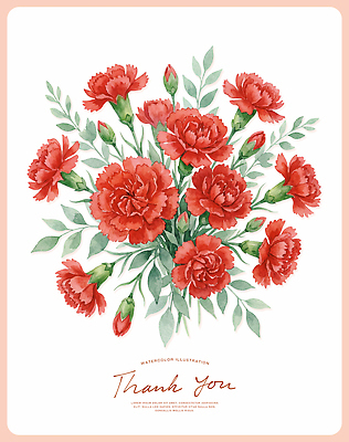 식물 기념일 꽃 감정 컬러 컨셉 내부 생태계 파일형식 카네이션 꽃다발 감사 실내 수채화 조화 장식 생일 축하 기념 표정 분위기 자연 표현 사랑 선물 일러스트 국내일러스트 PSD 빨간색 카드