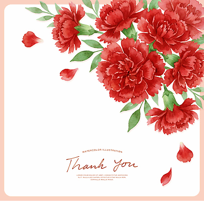 식물 계절 꽃 감정 컬러 모션 카드_감사 파일형식 카네이션 수채화 그림 감사 메시지 디자인 예술 꽃잎 장식 생일카드 감사카드 장미 그리기 손글씨 백그라운드 여름 일러스트 국내일러스트 PSD 빨간색 카드