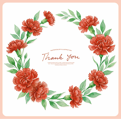 PSD 디자인 사계절 꽃 감정 예술 컬러 잎 일러스트 수채화 프레임 그래픽 장식 빨간색 초록색 인테리어 카드 메시지 카네이션 감사 수공예 생화 국내일러스트 식물 계절 공예 파일형식