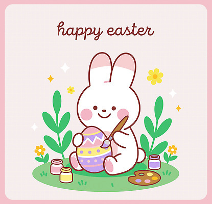 동물 캐릭터 디자인 꽃 예술 컬러 크리스마스 일러스트 놀이 부활절 그래픽 귀여움 계란 물감 토끼 색칠 즐거움 그림 부활절계란 장면 국내일러스트 AI파일 식물 기념일 감정 컨셉 포유류 반려동물 알 미술도구 파일형식 벡터