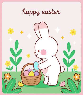 동물 꽃 행복 컬러 일러스트 자연 놀이 부활절 기념 장식 바구니 귀여움 계란 축제 봄 토끼 즐거움 부활절계란 장면 국내일러스트 AI파일 식물 계절 기념일 감정 컨셉 포유류 반려동물 알 생태계 파일형식 벡터