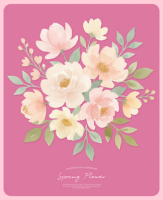 모양 PSD 디자인 꽃 예술 분홍색 컬러 백그라운드 일러스트 자연 수채화 그래픽 장식 봄 빈티지 꽃집 그림 기하학 조화 구성 뷰티풀 국내일러스트 식물 계절 컨셉 무늬 상점 생태계 파일형식