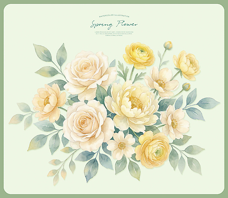 PSD 식물 디자인 꽃 컬러 꽃다발 잎 일러스트 자연 생명 수채화 장식 봄 빈티지 원형 그림 화사함 조화 뷰티풀 창작 국내일러스트 도형 계절 컨셉 생태계 파일형식