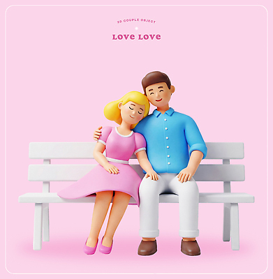 PSD 편집이미지 커플 공원 여자 남자 행복 분홍색 벤치 데이트 휴식 주택 함께함 사랑 앉기 조형물 봄 편집3D 계절 공공시설 감정 컬러 컨셉 의자 관계 모션 미술 사람 건물 3D 파일형식