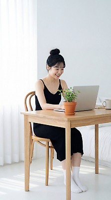 JPG 편집이미지 여자 화분 커피 탁자 아침 일상 노트북 사무실 방 작업 집중 자취 의료성형뷰티 싱글라이프 편집실사 AI인물포토 AI콘텐츠 주간 라이프스타일 음료 가구 컨셉 비즈니스 사람 라이프 전자제품 CG 파일형식 AI포토