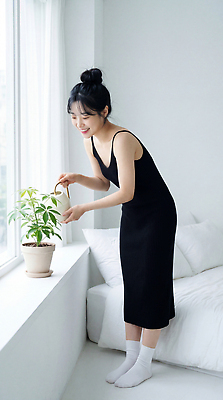 JPG 식물 편집이미지 여자 실내 일상 햇빛 방 흰색 집중 창가 즐거움 물주기 주말 자취 의료성형뷰티 싱글라이프 편집실사 AI인물포토 AI콘텐츠 라이프스타일 감정 컬러 컨셉 창문 모션 사람 내부 라이프 태양 CG 파일형식 AI포토