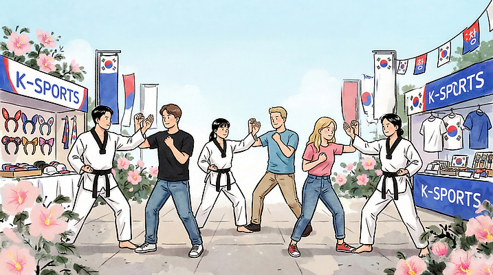 JPG 외국인 한국문화 교육 스포츠 일러스트 모션 한국 기술 이벤트 여러명 운동 게임 그룹 태극기 연습 태권도 무궁화 대회 부스 국내일러스트 AI일러스트 AI콘텐츠 동양문화 꽃 아시아 다수 놀이 건강 사람 인종 격투기 국기 파일형식