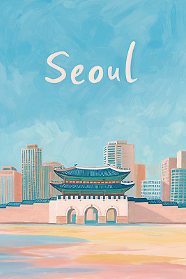 JPG 전통 응시 건축 문화 예술 여행 일러스트 하늘 날씨 서울 풍경 관광지 고층빌딩 도시 역사 그림 경복궁 대도시 국내일러스트 AI일러스트 AI콘텐츠 시선 한국 빌딩 궁전 파일형식