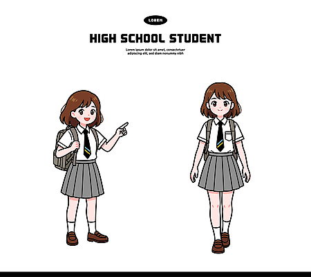 학생 여학생 교육 교복 운동화 가방 일러스트 손가락 교실 학교 청소년 고등학생 짧은머리 친구 학습 가리킴 교과서 학원 쉬는시간 국내일러스트 AI파일 헤어스타일 손 잡화 옷 여자 신발 관계 휴식 교재 사람 손짓 파일형식 벡터