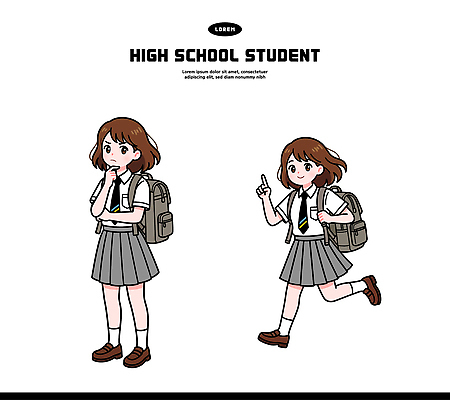 학생 손 잡화 옷 여자 교육 어린이 학교 관계 청소년 사람 라이프 파일형식 벡터 고등학생 교복 가방 손가락 위치 일상 모션 소녀 캐릭터 방과후 친구 학습 교실 감정 AI파일 일러스트 국내일러스트 여학생