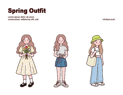 디자인 옷 원피스 패션 음료 꽃다발 일러스트 소녀 캐주얼 세명 치마 카메라 봄 다양 스니커즈 그림 이미지 봄옷 스타일 국내일러스트 AI파일 계절 여자 꽃 어린이 다수 운동화 하의 사람 전자제품 파일형식 벡터
