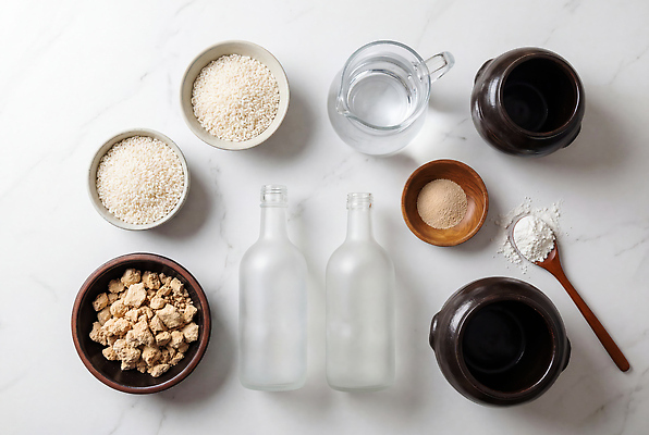 JPG 편집이미지 그릇 음식 재료 요리 물 주방 식사 쌀 도구 설탕 준비 막걸리 계량스푼 전통주 편집실사 AI포토 AI콘텐츠 자연요소 식기 주방용품 곡류 주류 CG 파일형식