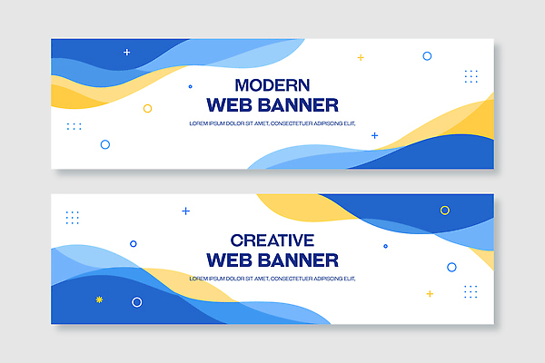 모양 템플릿 디자인 배너 배너템플릿 물결 컬러 그래픽 파란색 세트 노란색 알림 모던 온라인 마케팅 웹배너 배너세트 AI파일 웹템플릿 파일형식 벡터