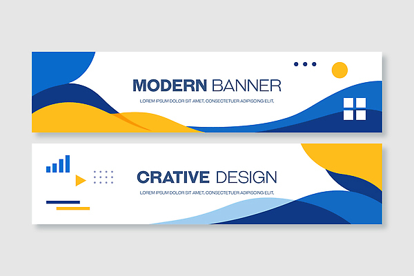 템플릿 디자인 배너 배너템플릿 컬러 그래픽 파란색 노란색 웹 공간 배열 모던 인터페이스 배너세트 사용자 AI파일 인터넷 세트 파일형식 벡터