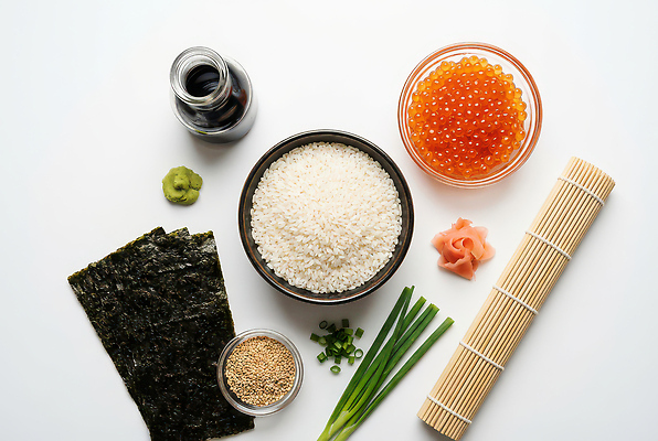 JPG 편집이미지 재료 요리 식사 해조류 김 고추냉이 덮밥 간장 쌀밥 쪽파 생선알 연어알 일본음식 편집실사 AI포토 AI콘텐츠 음식 밥 알 양념 해양식물 CG 파 파일형식