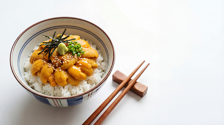 JPG 편집이미지 그릇 젓가락 밥 요리 일본 식사 신선 고명 해산물 덮밥 성게알 일본음식 편집실사 AI포토 AI콘텐츠 식기 아시아 음식 수저 알 CG 파일형식