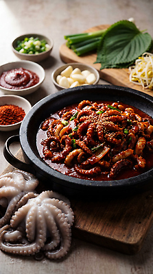 JPG 편집이미지 한식 음식 채소 재료 요리 식사 양념 해산물 준비 주꾸미 쭈꾸미볶음 편집실사 AI포토 AI콘텐츠 연체동물 수중동물 CG 볶음 파일형식