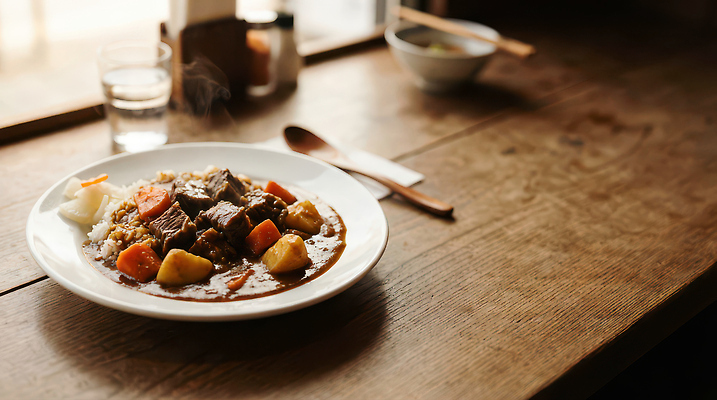 JPG 편집이미지 그릇 접시 음식 밥 따뜻함 요리 식당 식사 당근 카레 편집실사 AI포토 AI콘텐츠 식기 뿌리채소 상점 CG 파일형식