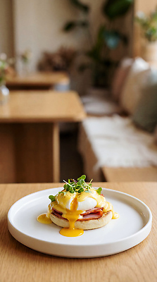 JPG 편집이미지 접시 음식 탁자 요리 브런치 에그베네딕트 편집실사 AI포토 AI콘텐츠 식기 가구 샌드위치 식사 CG 파일형식