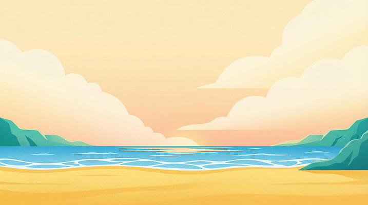 JPG 사계절 여유 물결 바다 여행 일러스트 자연 하늘 휴식 산 풍경 해변 여름 태양 평화 황혼 일몰 수평선 국내일러스트 AI일러스트 AI콘텐츠 자연요소 계절 감정 컨셉 노을 생태계 파일형식