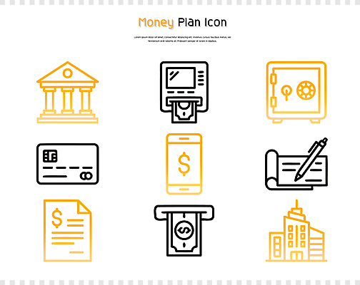 아이콘 돈 건물 금융 스마트폰 거래 문서 금고 ATM 2D아이콘 AI파일 건축물 경제 핸드폰 스마트기기 재산 파일형식 벡터