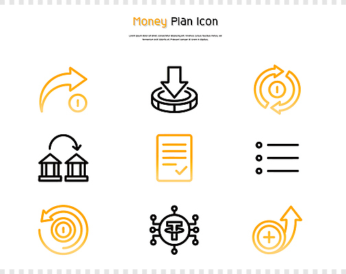 아이콘 돈 관리 성장 회전 투자 수익 목록 2D아이콘 AI파일 비즈니스 경제 재산 파일형식 벡터
