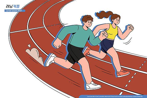옷 스포츠 컨셉 스포츠시설 관계 모션 건강 사람 공간 파일형식 벡터 달리기 트랙 남자 여자 운동 육상스포츠 운동복 힘 친구 경쟁 체육 연습 운동장 목표 협력 국내일러스트 일러스트 AI파일 커플 러닝