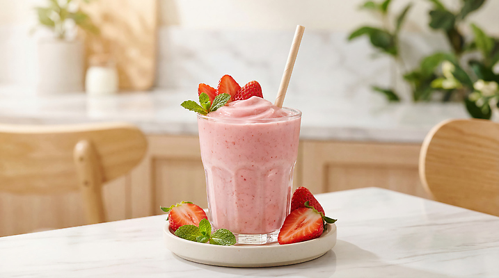 JPG 편집이미지 음료 과일 탁자 딸기 디저트 잔 밝음 장식 여름 식사 신선 맛 편리함 스무디 딸기스무디 홈카페 편집실사 AI포토 AI콘텐츠 식기 계절 음식 가구 컨셉 카페 CG 파일형식