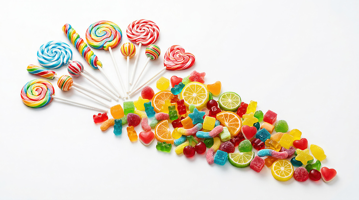 JPG 모양 편집이미지 과일 탁자 디저트 막대사탕 사탕 하트 달콤 젤리 편집실사 AI포토 AI콘텐츠 음식 가구 맛 CG 파일형식