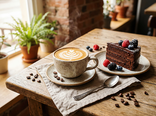 JPG 나무 식물 편집이미지 여유 커피 음료 음식 탁자 디저트 케이크 초콜릿 카페 모임 생크림 베리 오후 편집실사 AI포토 AI콘텐츠 감정 가구 과일 상점 크림 CG 파일형식