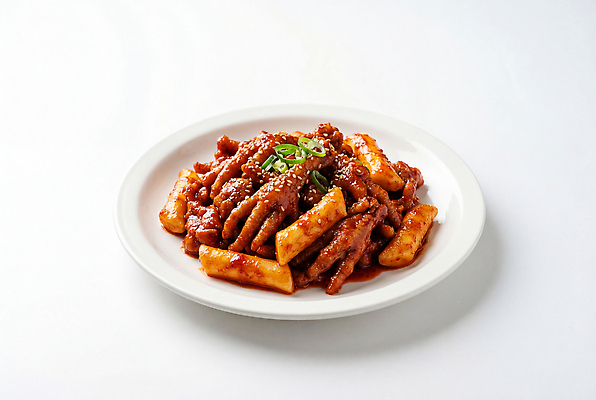 JPG 편집이미지 접시 음식 반찬 육류 식사 고명 저녁 떡볶이 볶음 깨 파 길거리음식 매운닭발 편집실사 AI포토 AI콘텐츠 식기 채소 식재료 조미료 야간 분식 CG 닭발 파일형식