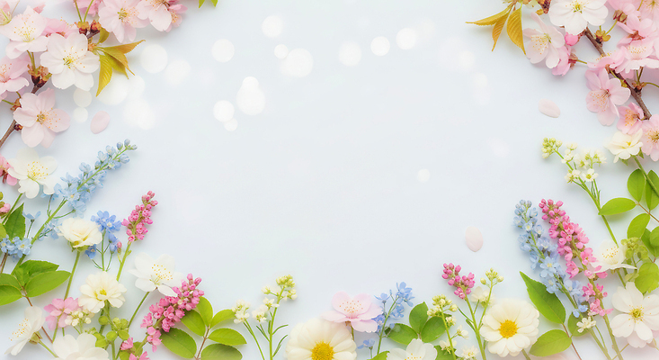 JPG 편집이미지 꽃 백그라운드 봄꽃 자연 풍경 봄 흰색 화사함 꽃프레임 대칭 뷰티풀 차분 이미지편집 AI컴퓨터그래픽 AI콘텐츠 식물 계절 컬러 컨셉 프레임 생태계 파일형식