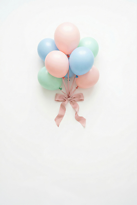 JPG 편집이미지 리본 분홍색 이벤트 장식 파란색 파티 흰색 축하 생일 묶기 오브젝트 풍선 파스텔 민트색 편집실사 AI컴퓨터그래픽 AI콘텐츠 기념일 컬러 컨셉 모션 학용품 CG 파일형식