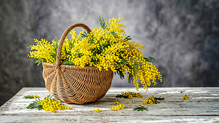 JPG 나무 식물 편집이미지 꽃 자연 탁자 실내 장식 노란색 바구니 정원 오브젝트 꽃바구니 식물원 미모사 생화 핸드메이드 편집실사 AI포토 AI콘텐츠 컬러 가구 내부 CG 생태계 파일형식