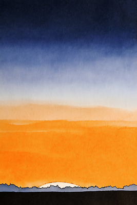 JPG 일러스트 자연 하늘 수채화 풍경 여름 빛 태양 노을 주황색 일몰 시간 변화 저녁 뷰티풀 평면 수평선 국내일러스트 AI일러스트 AI콘텐츠 자연요소 계절 컬러 컨셉 야간 생태계 파일형식