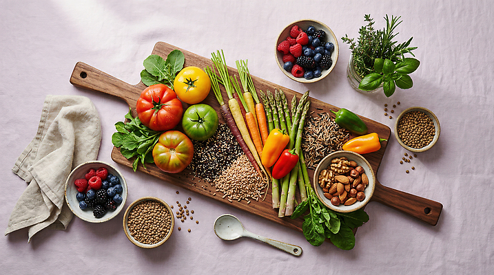 JPG 편집이미지 토마토 채소 과일 식재료 재료 건강 요리 씨앗 주방 식사 당근 신선 유기농 아스파라거스 나무판자 베리 편집실사 AI포토 AI콘텐츠 식물 웰빙 뿌리채소 목재 CG 파일형식