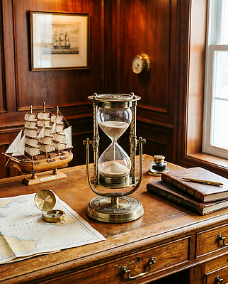 JPG 나무 편집이미지 바다 지도 풍경 장식 인테리어 사무실 햇빛 방 역사 나침반 모래시계 책상 배모형 안방 편집실사 AI컴퓨터그래픽 AI콘텐츠 식물 디자인 모래 시계 가구 비즈니스 태양 모형 CG 파일형식