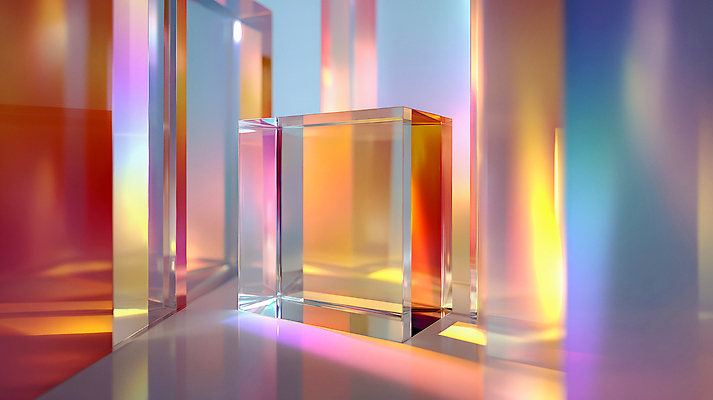 JPG 편집이미지 디자인 예술 조명 빛 반사 블록 공간 투명 배열 장면 기하학 스펙트럼 이미지편집 AI컴퓨터그래픽 AI콘텐츠 무늬 파일형식