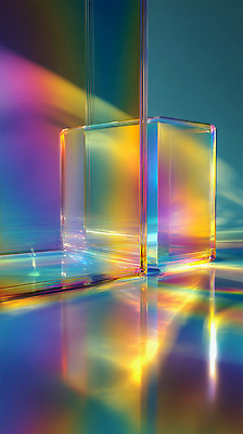 JPG 편집이미지 조명 바닥 형상 빛 반사 광선 투명 큐브 오브젝트 번짐 뷰티풀 스펙트럼 이미지편집 AI컴퓨터그래픽 AI콘텐츠 파일형식 효과