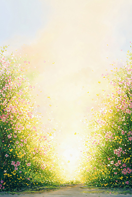 식물 계절 감정 컬러 휴식 빛 생태계 파일형식 AI콘텐츠 꽃 나무 길 햇빛 숲 자연 풍경 봄 화초 잔디 산책 여유 뷰티풀 국내일러스트 일러스트 JPG AI일러스트 초록색