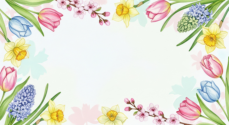 JPG 식물 디자인 꽃잎 꽃 분홍색 꽃다발 하늘색 꽃무늬 일러스트 봄꽃 자연 장식 노란색 봄 원근감 튤립 배열 화사함 수선화 꽃프레임 국내일러스트 AI일러스트 AI콘텐츠 계절 뷰포인트 컬러 컨셉 무늬 프레임 파란색 생태계 파일형식